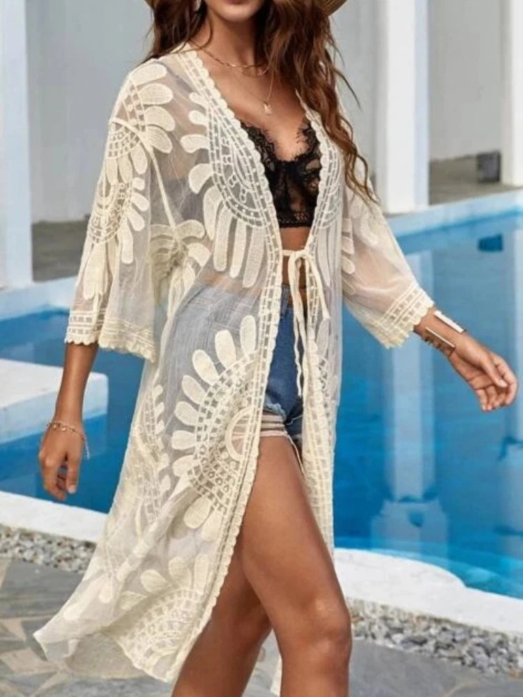Kimono Bohème Dentelle Florale