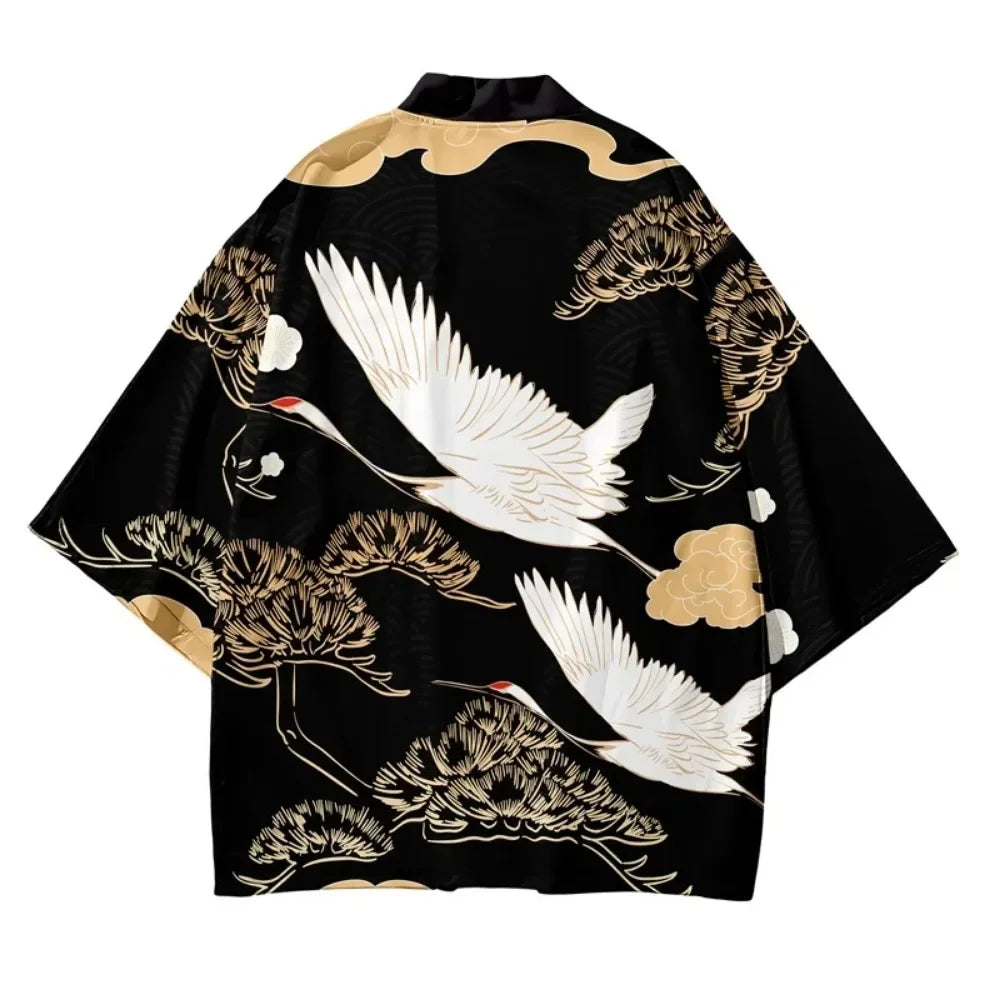 Kimono Cardigan Grue Unisexe Style Japonais