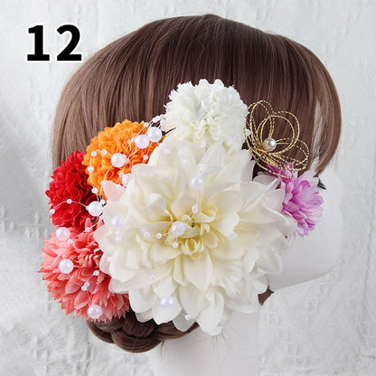 Ensemble d'accessoires pour cheveux, Kimono japonais Yukata, bandeaux de Festival, Style Antique, épingle à cheveux élégante en fleur d'hortensia artificielle, 1 ensemble