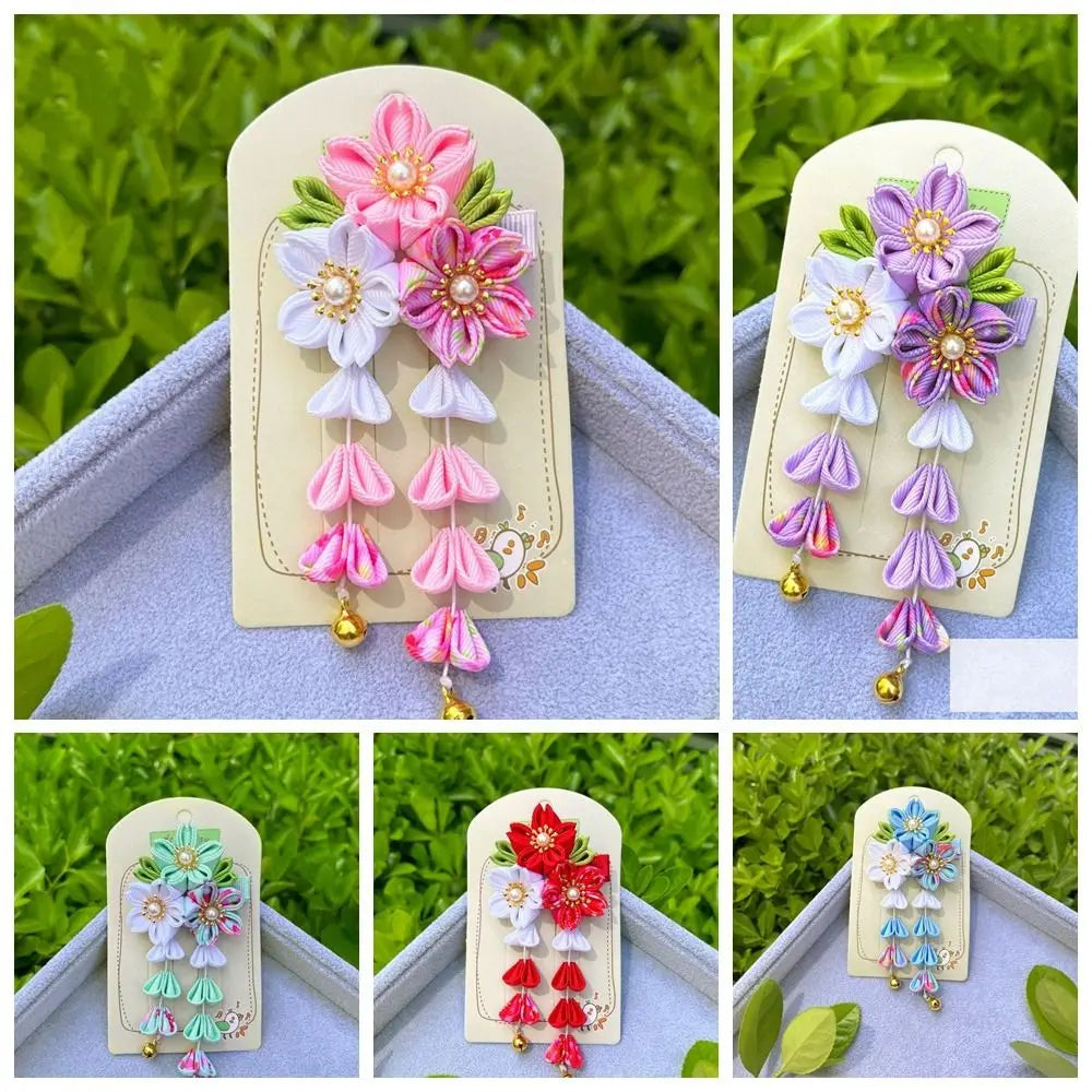 Pinces à cheveux en tissu faites à la main pour femmes et filles, épingle à cheveux, barrettes, kimono japonais, vêtements de sauna, pompon de fleurs, accessoires