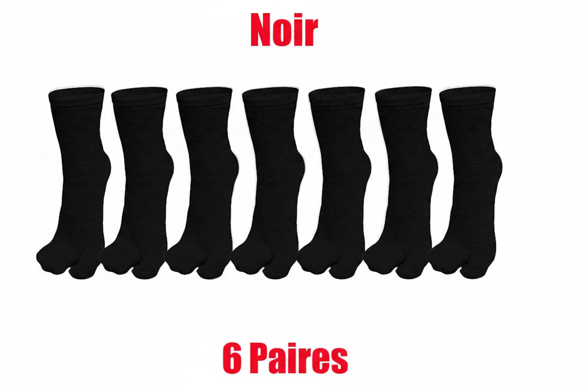 3/6 paires de chaussettes Tabi pour hommes et femmes, style japonais tendance, en coton uni, chaussettes à deux doigts, chaussettes à bout fendu pour kimono, tongs et sandales