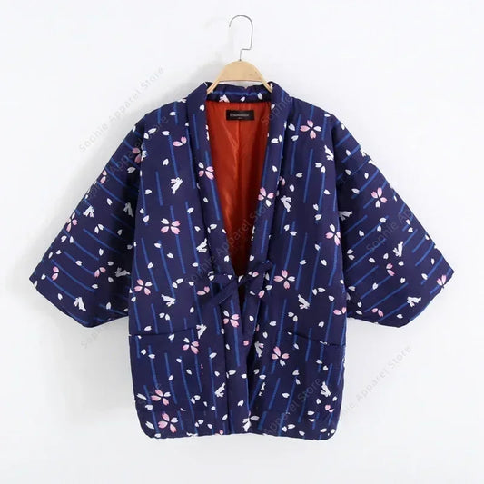 Hanten – vestes pour femmes, Kimono japonais, chaise longue, pyjama matelassé, manteau rembourré en coton Haori, vêtements asiatiques, automne et hiver