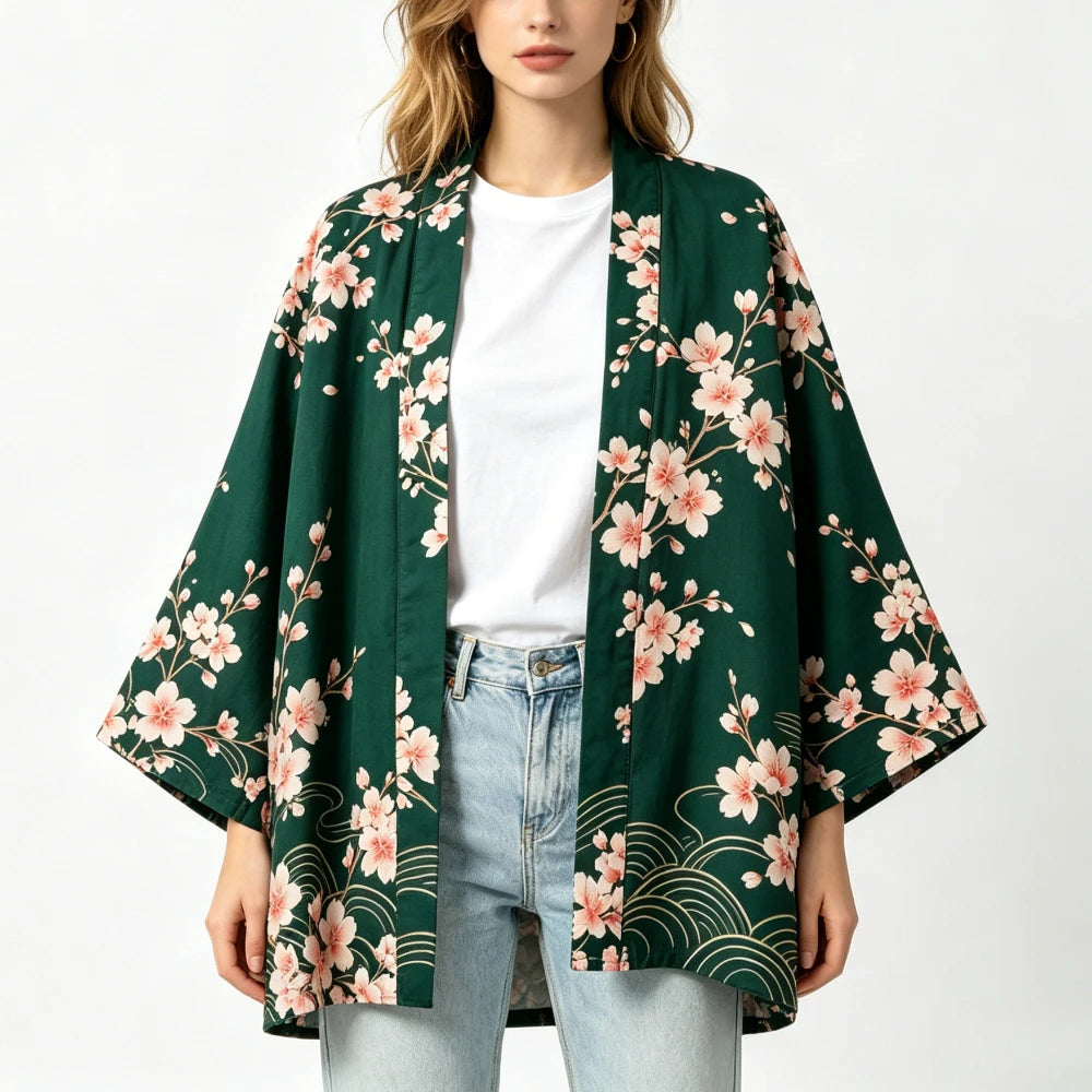 Kimono Japonais Vintage Bohème Floral Été