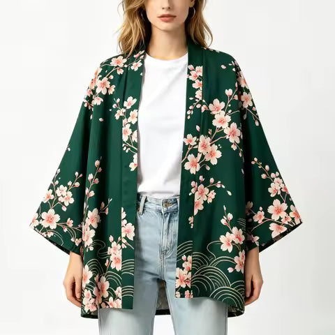 Kimono Japonais Vintage Bohème Floral Été