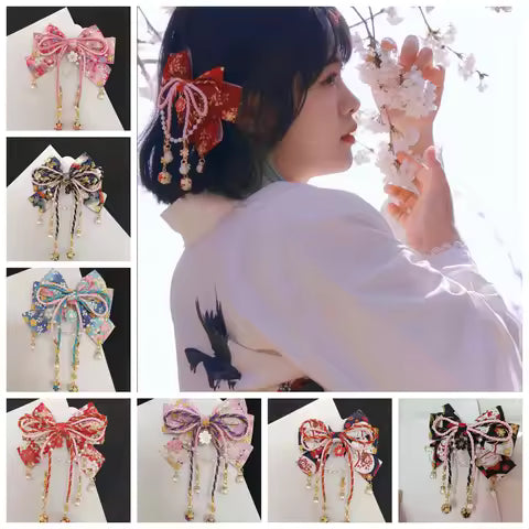 Épingle à Cheveux Pompon Rouge Style Japonais Sakura