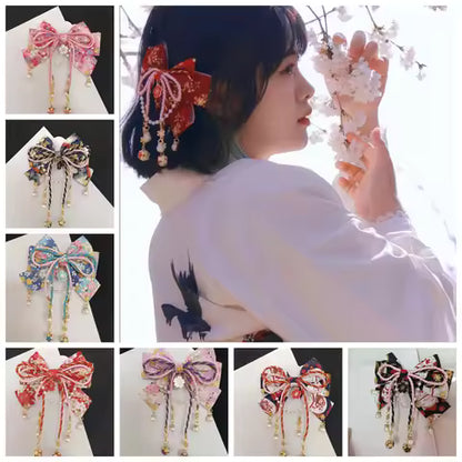 Épingle à Cheveux Pompon Rouge Style Japonais Sakura