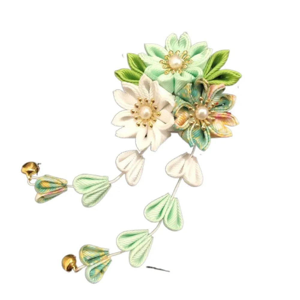 Pinces à cheveux en tissu faites à la main pour femmes et filles, épingle à cheveux, barrettes, kimono japonais, vêtements de sauna, pompon de fleurs, accessoires
