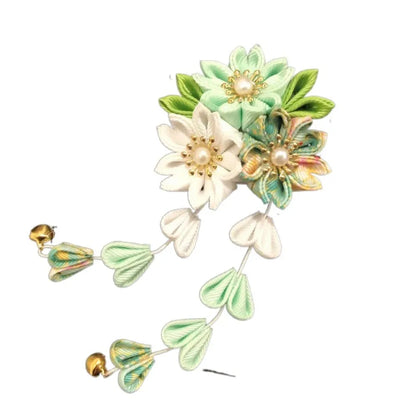 Pinces à cheveux en tissu faites à la main pour femmes et filles, épingle à cheveux, barrettes, kimono japonais, vêtements de sauna, pompon de fleurs, accessoires