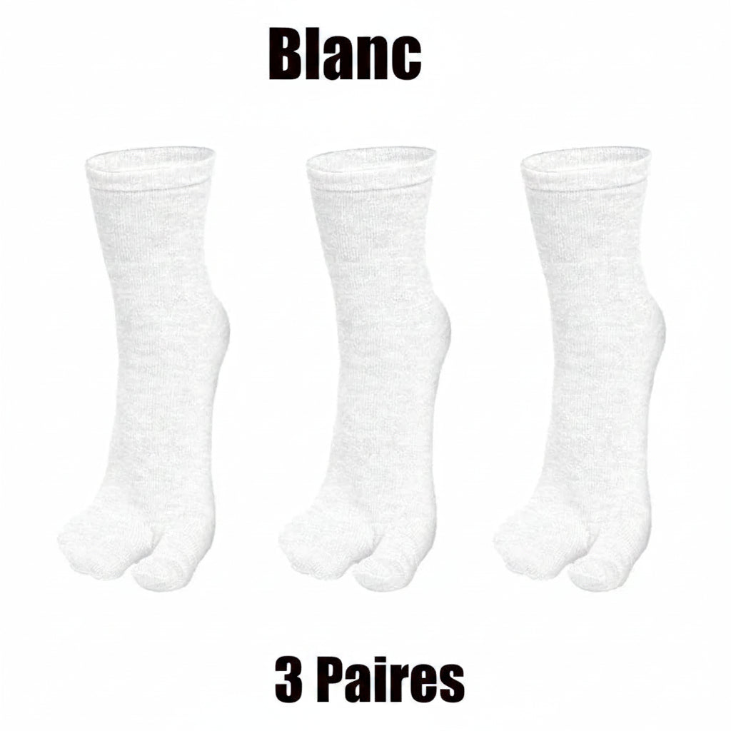 3/6 paires de chaussettes Tabi pour hommes et femmes, style japonais tendance, en coton uni, chaussettes à deux doigts, chaussettes à bout fendu pour kimono, tongs et sandales