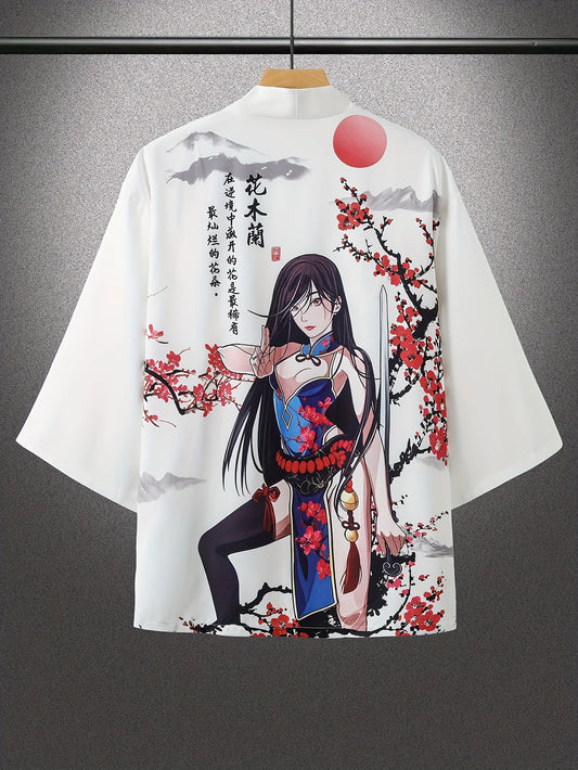 Kimono unisexe avec personnage de samouraï, hauts à la mode, Cardigan décontracté, tenue Yukata, Streetwear japonais, vêtements traditionnels