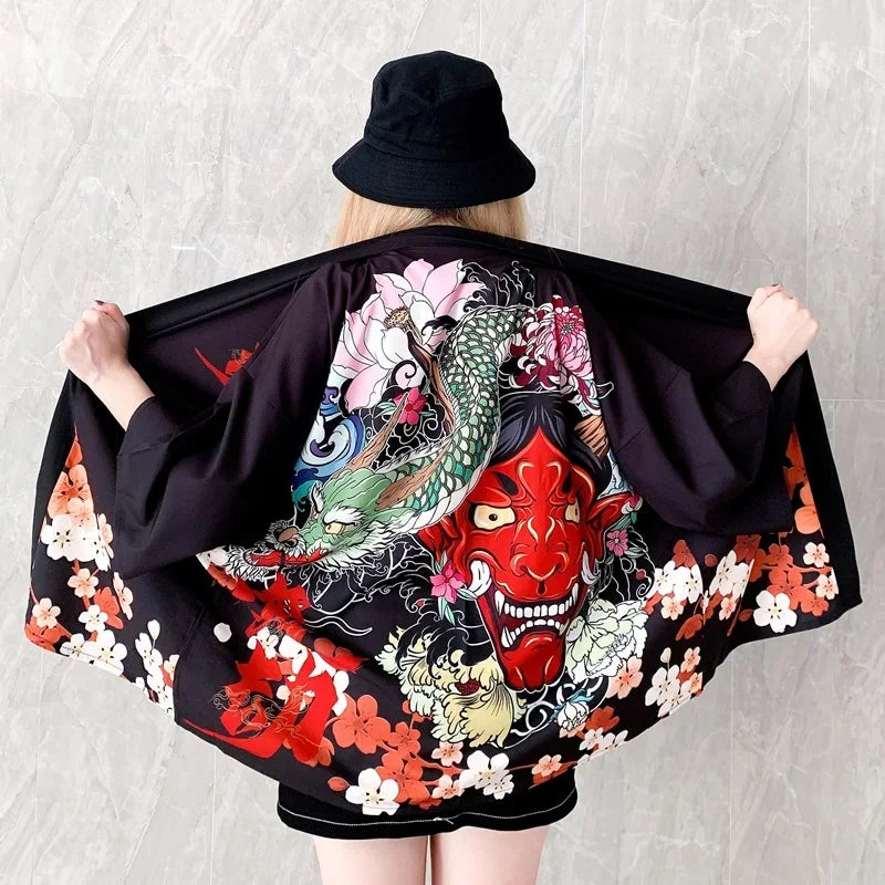 Kimono traditionnel japonais pour femmes, vêtements asiatiques, Cardigan de Cosplay à la mode pour hommes et femmes, plage en plein air, tendance Haori Yukata