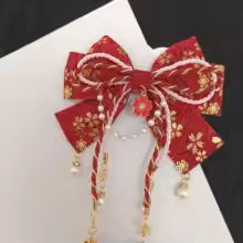 Épingle à cheveux avec pompon rouge pour femmes et filles japonaises, Kimono Lolita, belle pince à cheveux Cosplay Sakura, Clip latéral, accessoires pour cheveux