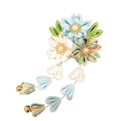Pinces à cheveux en tissu faites à la main pour femmes et filles, épingle à cheveux, barrettes, kimono japonais, vêtements de sauna, pompon de fleurs, accessoires