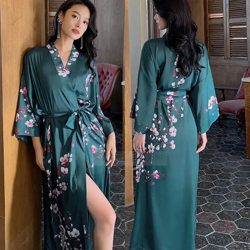 Robe Longue Kimono Imprimé Floral Bohème Chic