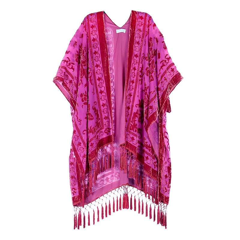 Kimono Bohème Peluche Brûlée Femme