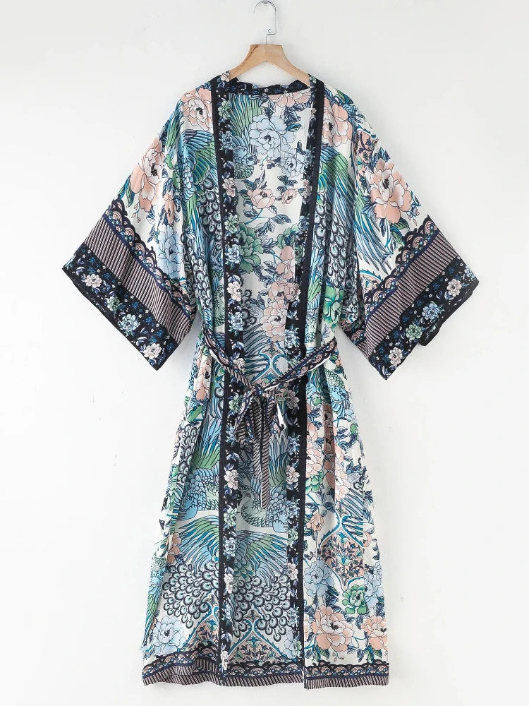 Kimono Long Bohème Imprimé - Style Chic & Léger