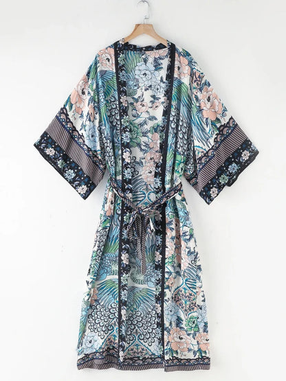 Kimono Long Bohème Imprimé - Style Chic & Léger