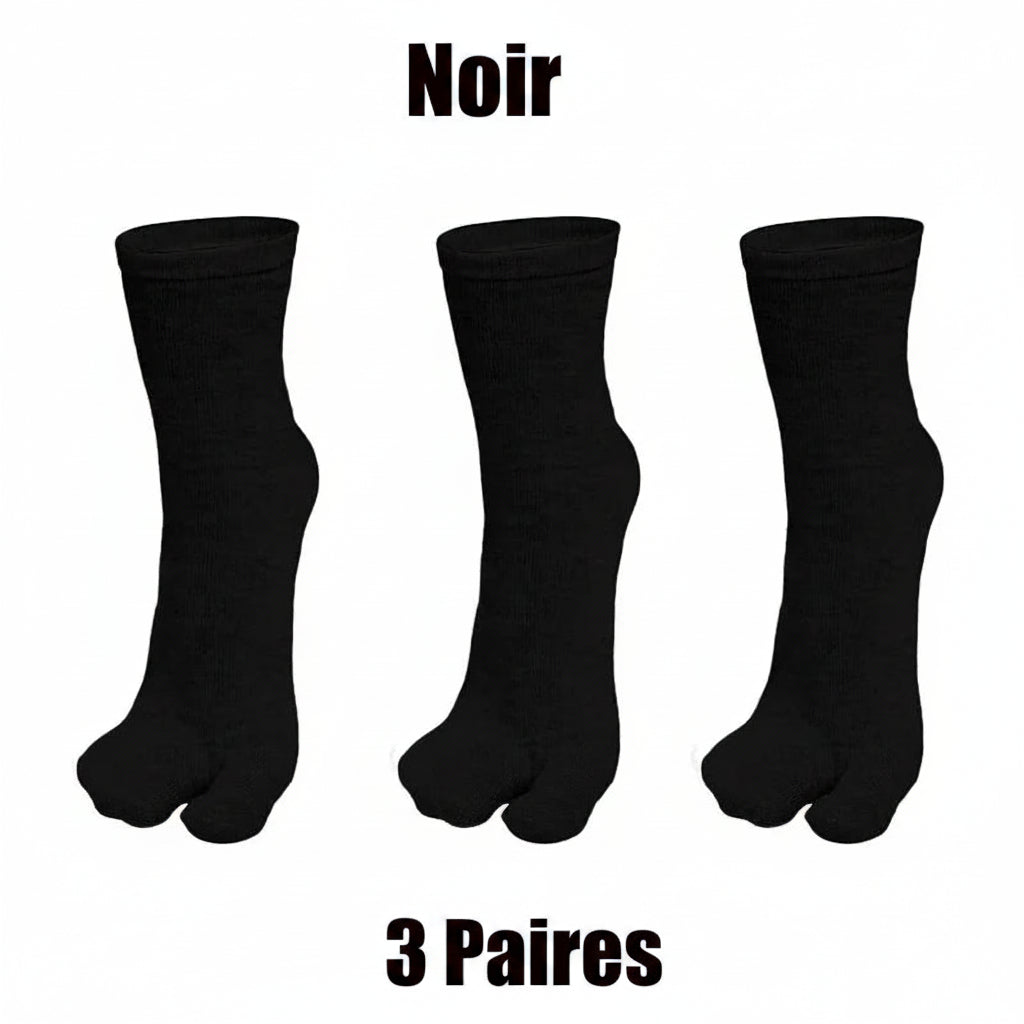 3/6 paires de chaussettes Tabi pour hommes et femmes, style japonais tendance, en coton uni, chaussettes à deux doigts, chaussettes à bout fendu pour kimono, tongs et sandales