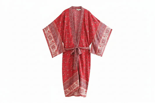 Kimono Bohème Fleuri Manches Chauve-Souris