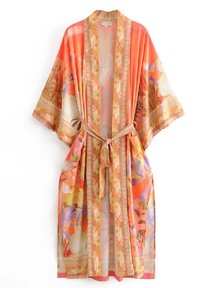 Kimono Long Bohème Imprimé - Style Chic & Léger