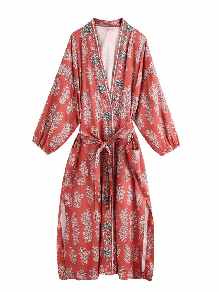 Kimono Long Bohème Imprimé - Style Chic & Léger