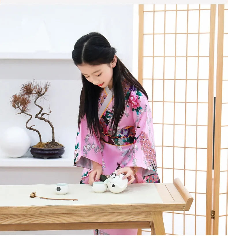 Kimono Tendance Nationale Rétro pour Enfant, Peignoir de Style Japonais, Robe de Spectacle de Princesse, Nministériels d de Tempérament