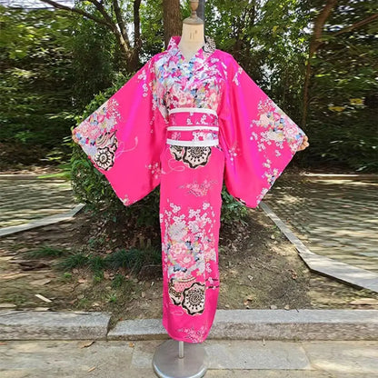 Costume de Cosplay Kimono japonais traditionnel, robe Kimono de Style japonais imprimé Floral Sakura pour fille, élégance asiatique