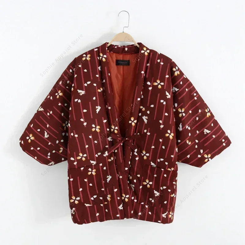 Hanten – vestes pour femmes, Kimono japonais, chaise longue, pyjama matelassé, manteau rembourré en coton Haori, vêtements asiatiques, automne et hiver