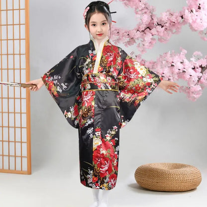 Kimono traditionnel japonais imprimé floral pour enfants, élégance de style japonais, robe kimono Sakura pour fille, nouvelle collection asiatique