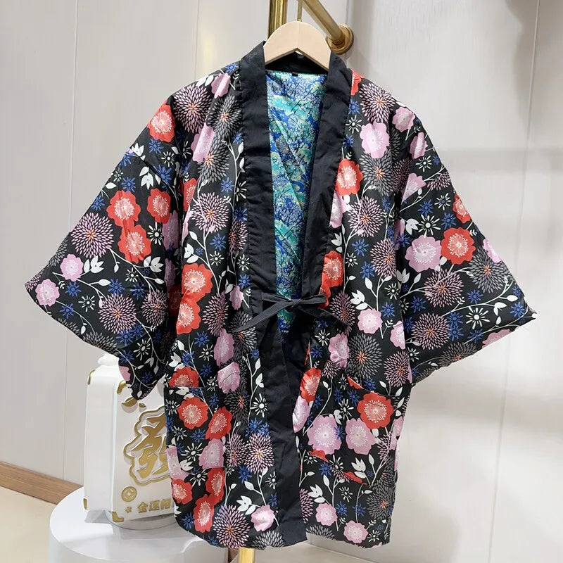 Kimono Japonais Réversible Femme Coton Doux