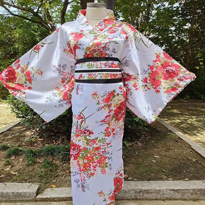 Costume de Cosplay Kimono japonais traditionnel, robe Kimono de Style japonais imprimé Floral Sakura pour fille, élégance asiatique