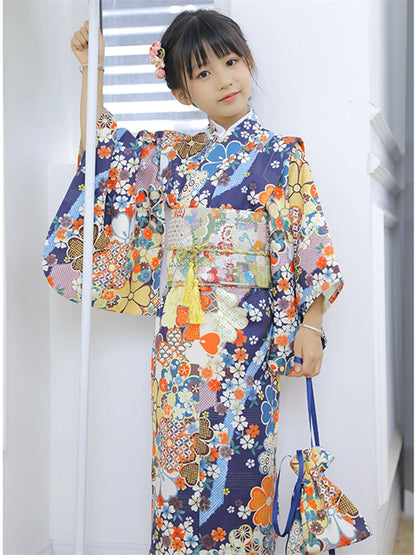 Robe d'été enfant Kimono fleurs de cerisier