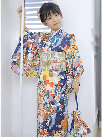 Robe d'été enfant Kimono fleurs de cerisier