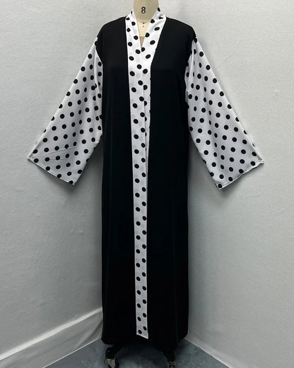 Robe Abaya Cardigan Pois Élégante Moderne