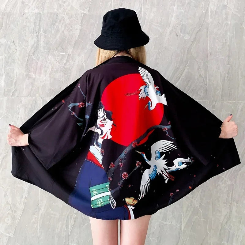 Kimono traditionnel japonais pour femmes, vêtements asiatiques, Cardigan de Cosplay à la mode pour hommes et femmes, plage en plein air, tendance Haori Yukata