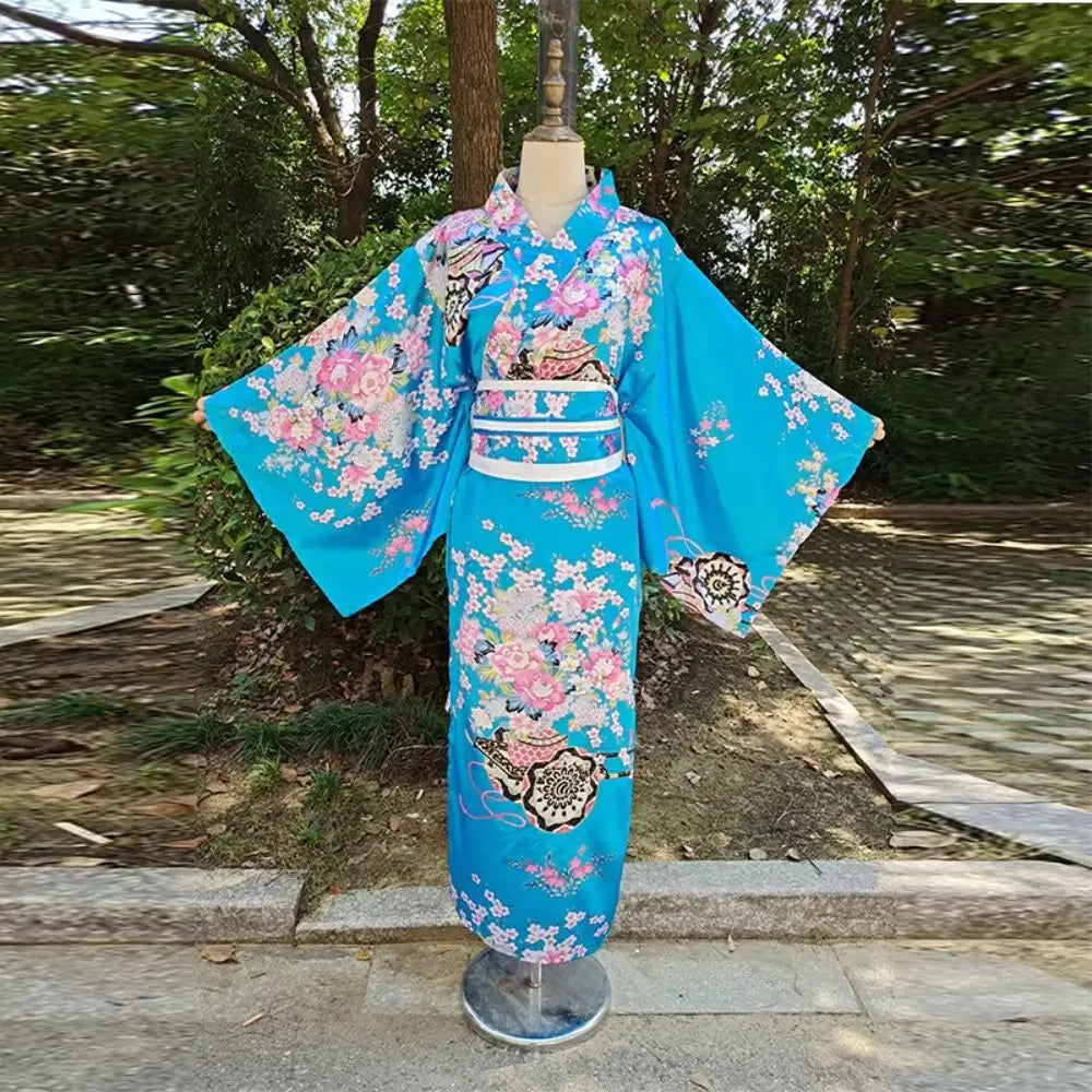 Costume de Cosplay Kimono japonais traditionnel, robe Kimono de Style japonais imprimé Floral Sakura pour fille, élégance asiatique