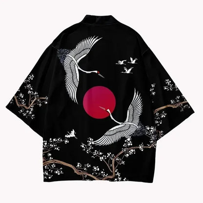 Kimono Cardigan Grue Unisexe Style Japonais