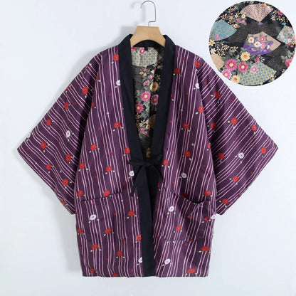Kimono Japonais Réversible Femme Coton Doux