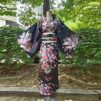 Costume de Cosplay Kimono japonais traditionnel, robe Kimono de Style japonais imprimé Floral Sakura pour fille, élégance asiatique