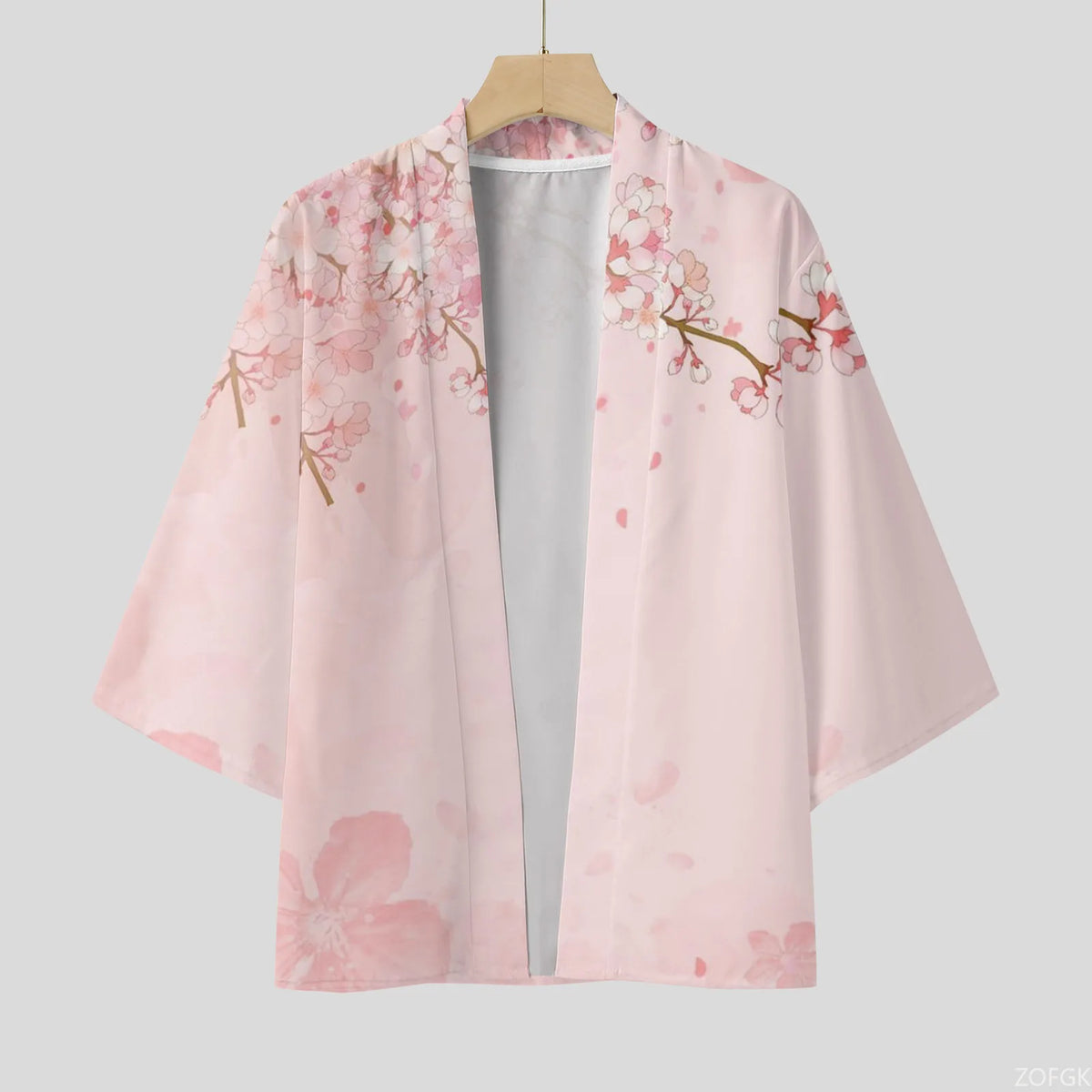 Cardigan Kimono Homme Fleurs de Cerisier Noir Rose