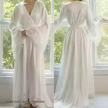 Robe Kimono Longue Soie Glacée & Dentelle