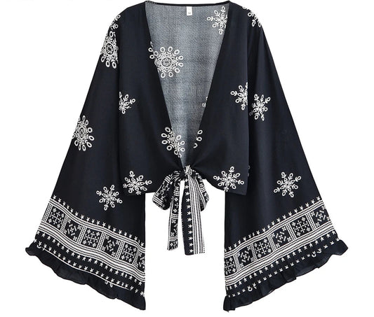 Kimono Bohème Fleuri Court