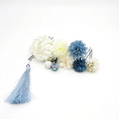Ensemble d'accessoires pour cheveux, Kimono japonais Yukata, bandeaux de Festival, Style Antique, épingle à cheveux élégante en fleur d'hortensia artificielle, 1 ensemble
