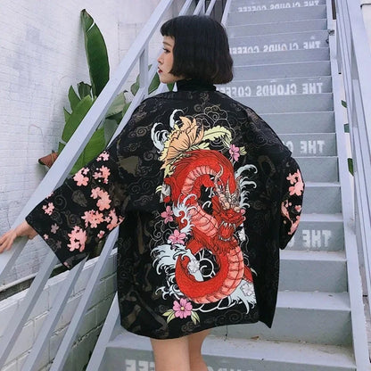 Kimono traditionnel japonais pour femmes, vêtements asiatiques, Cardigan de Cosplay à la mode pour hommes et femmes, plage en plein air, tendance Haori Yukata
