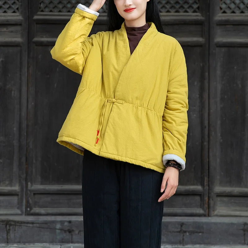 Combinaison Kimono de Style Chinois pour Femme, Vêtement d'Hiver Chaud, en Coton Matelassé, Style National, 13043