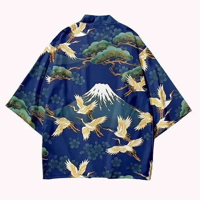 Kimono Cardigan Grue Unisexe Style Japonais