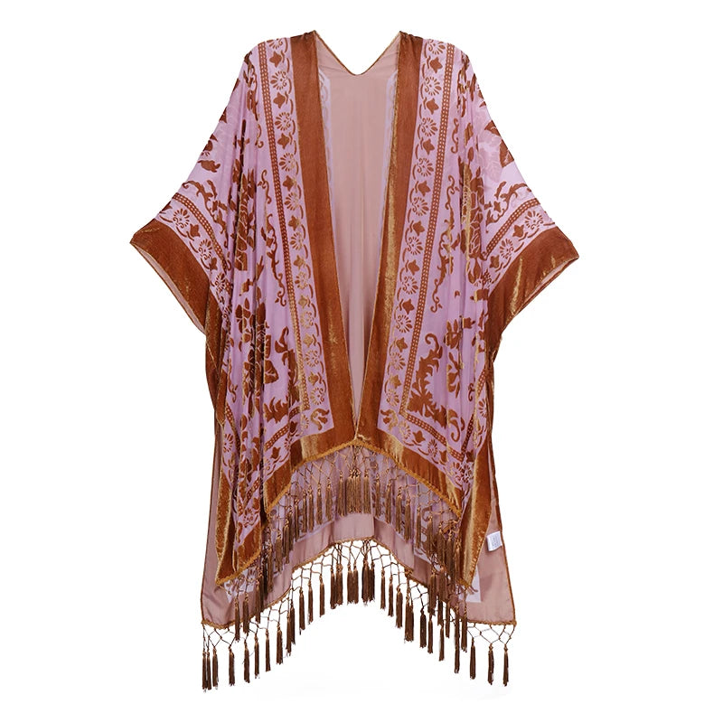 Kimono Bohème Peluche Brûlée Femme