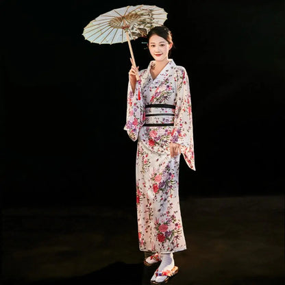 Costume de Cosplay Kimono japonais traditionnel, robe Kimono de Style japonais imprimé Floral Sakura pour fille, élégance asiatique
