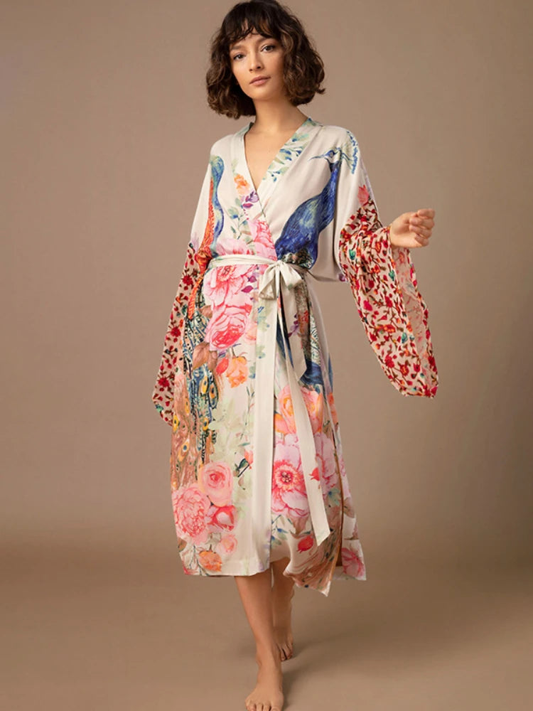 Kimono Plage Paon Bohème Chic