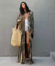 Kimono de Plage Bohème Imprimé Femme